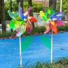 New large-sized laser-shaped colorful wooden pole windmill children's toys, outdoor spring outing props, scenic spots and parks are set up for sale details Picture